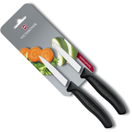 Swiss Army Brands 2024 Kitchen Swiss Classic Paring - 2 Packs 3.25In Spear Point, Straight Blade Black Packaged VIC-6.7603.B